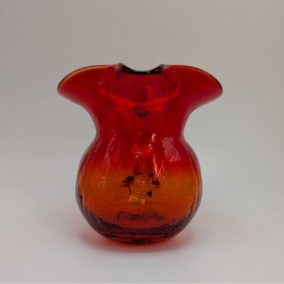 Rainbow Glass Hand Blown Amberina Creamer Pitcher Crackle Vintage Collectible - Picture 3 of 16